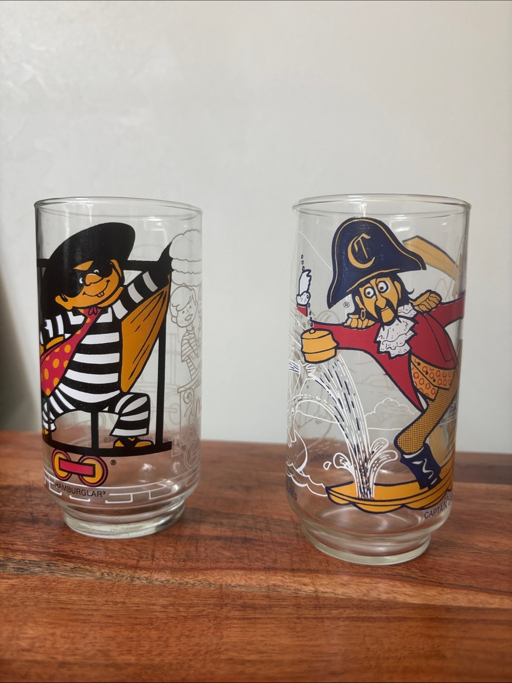 Vintage Captain Crook and Hamburglar Glasses - Set of 2 - Multicolor